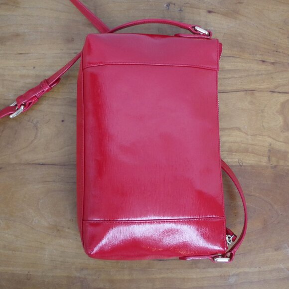 Cole Haan Red Patent Textured Leather Crossbody Purse - Picture 8 of 11